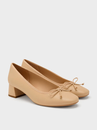 Bow Ballet Pumps, Sand, hi-res