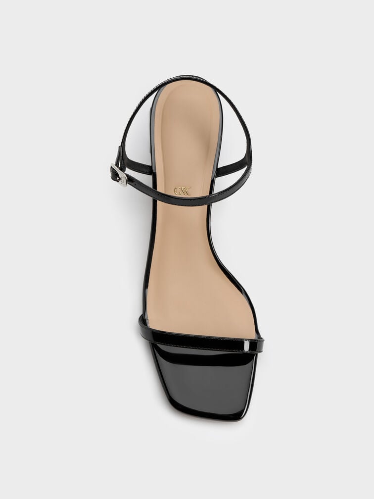 Emmaline Lackleder-Sandalen mit Kristallen, Schwarzer Lack, hi-res