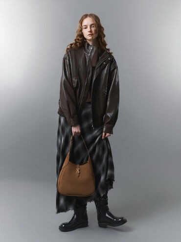 Adalyn Recycled Suede Hobo Bag, Mocha Brown, hi-res