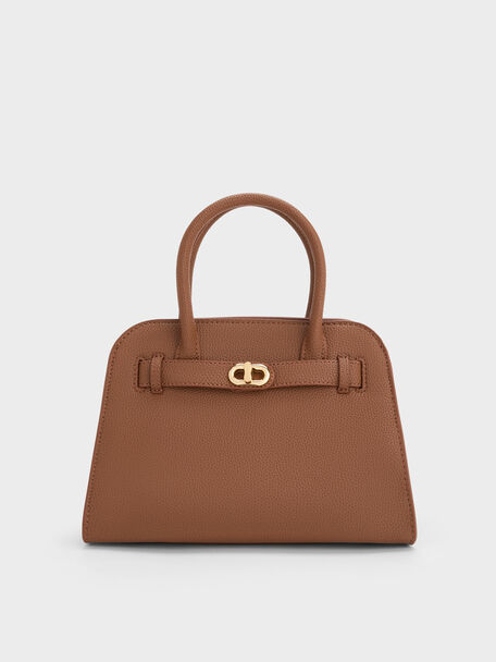 Sac cabas ceintur&eacute; Aubrielle, Chocolat, hi-res