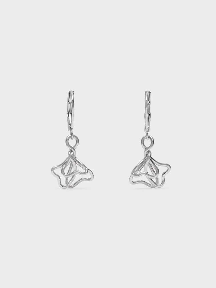 Orecchini pendenti Fernley con fiori, Argento, hi-res
