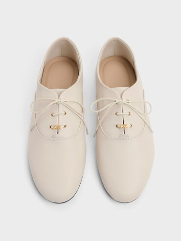 Pippa Leather Derby Flats, Chalk, hi-res