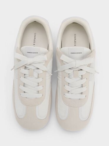 Nylon Contrast-Panel Sneakers, White, hi-res