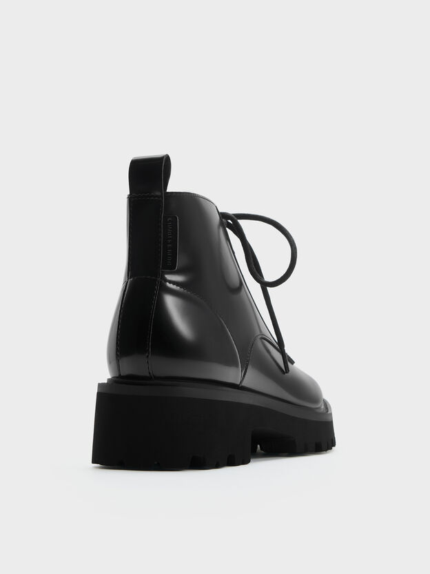Bottes de combat &agrave; semelle crant&eacute;e, Noir box, hi-res