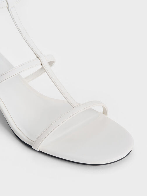 T-Bar Kitten-Heel Ankle-Strap Sandals, White, hi-res