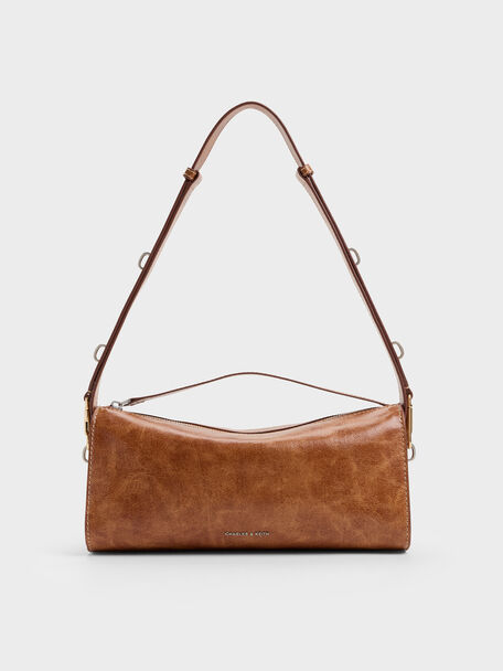 Delfina Elongated Shoulder Bag, Distressed Tan, hi-res