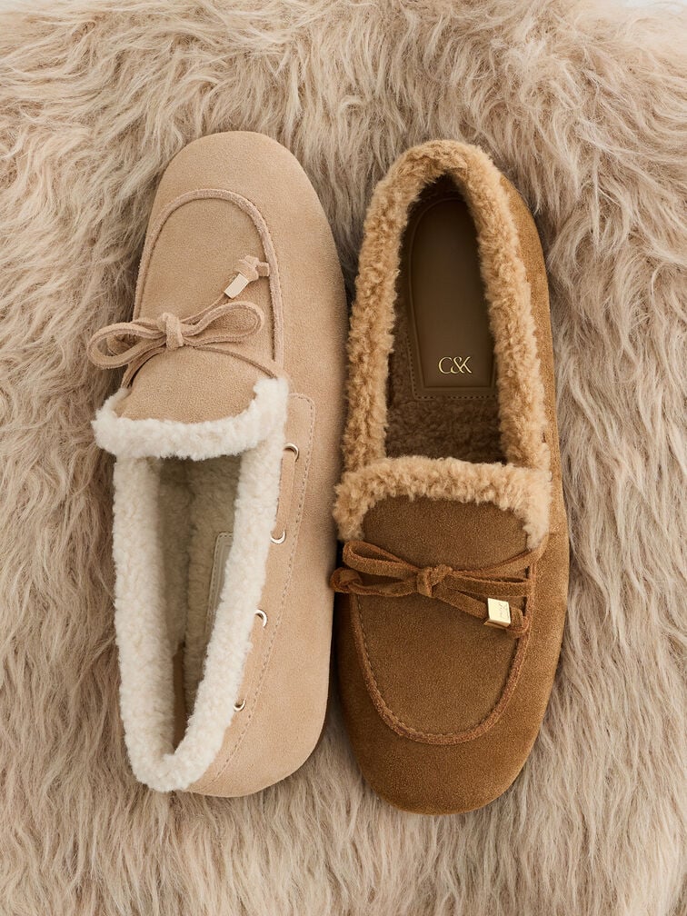 Gavyn Bootsschuhe aus Wildleder mit Schafsfellfutter, Beige, hi-res