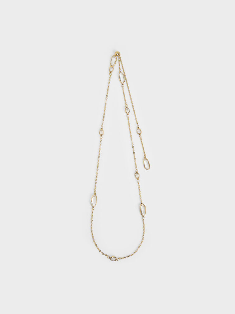 Collana Evangeline trasparente con pi&ugrave; cristalli, Oro, hi-res