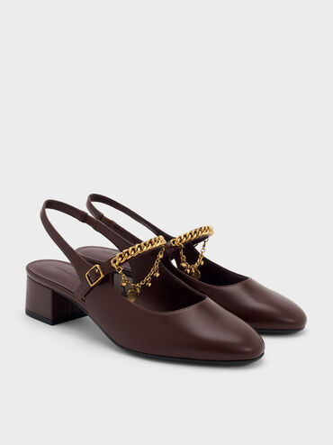 Mary Jane slingback-pumps med dobbeltk&aelig;de, Bourgogne, hi-res