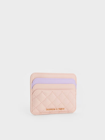 Cleo Two-Tone Quilted Card Holder, Soft Pink, hi-res