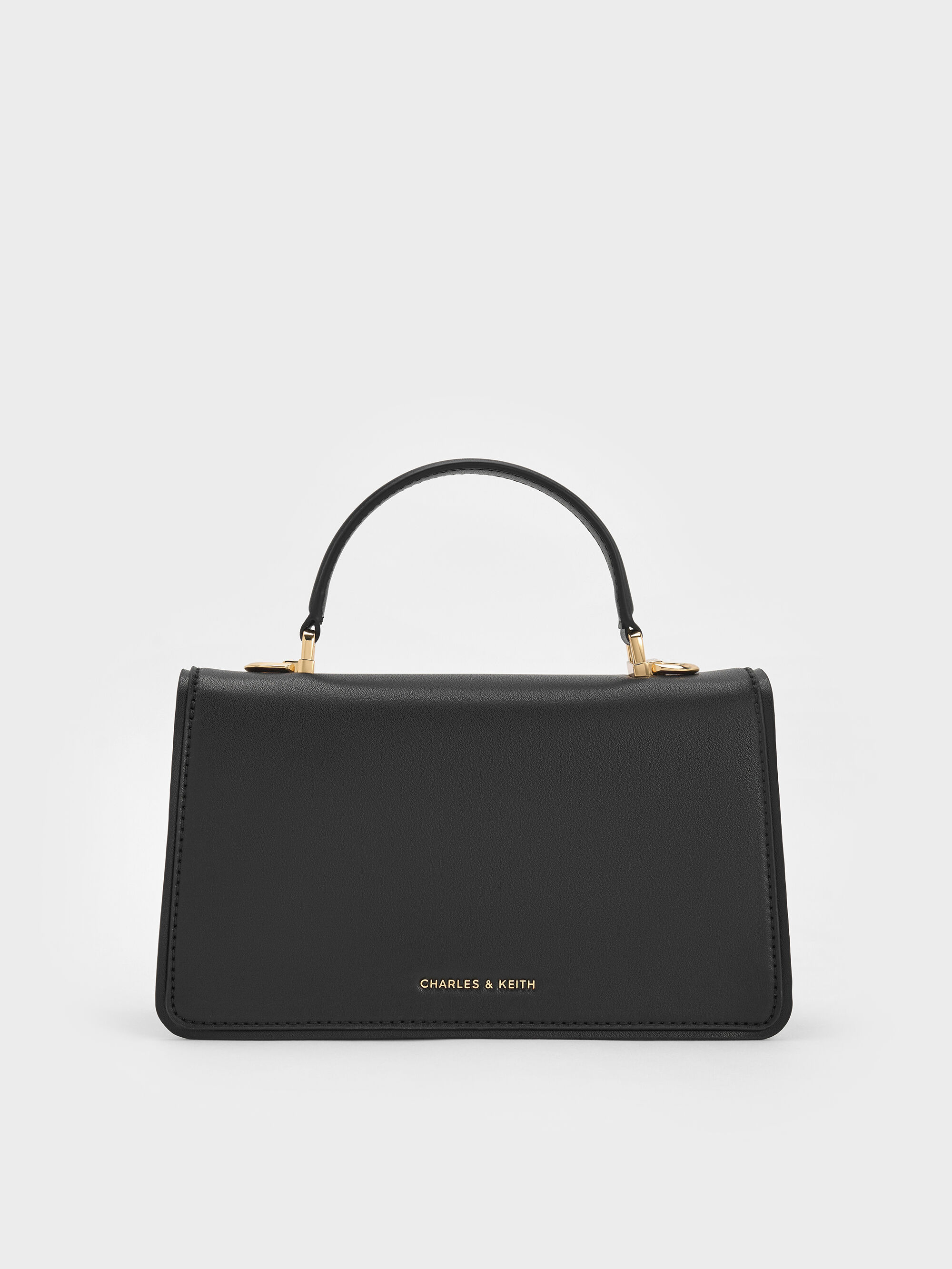 Black Arlet Belted Top Handle Bag - Black - Bags - CHARLES & KEITH AT