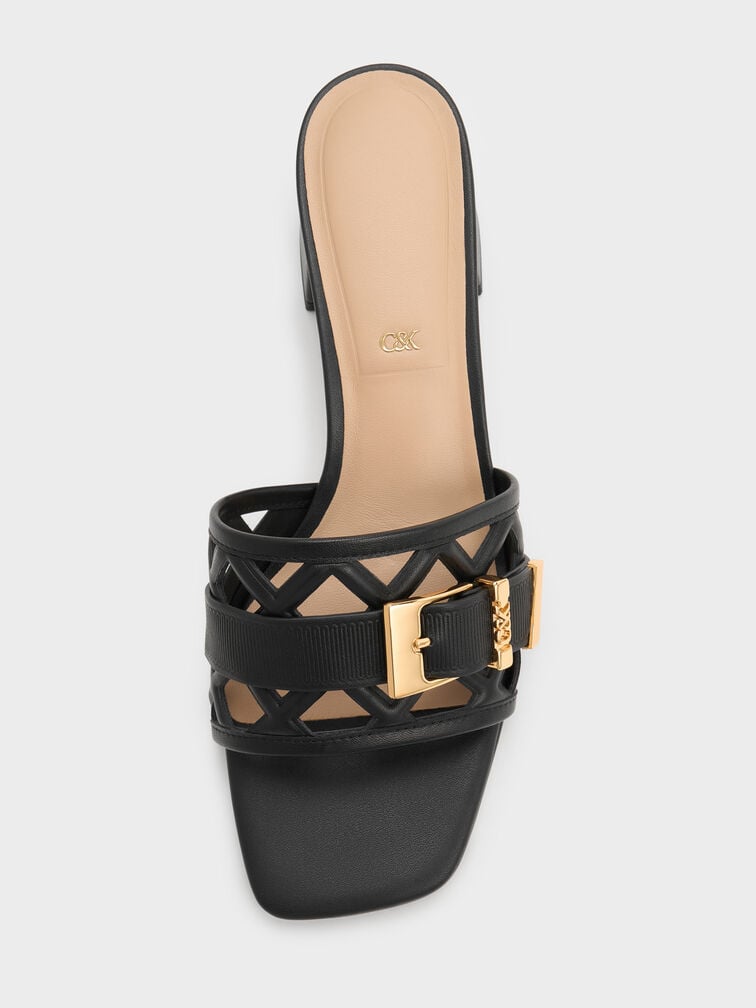 Whitney Leder-Mules mit Cut-Outs, Schwarz, hi-res