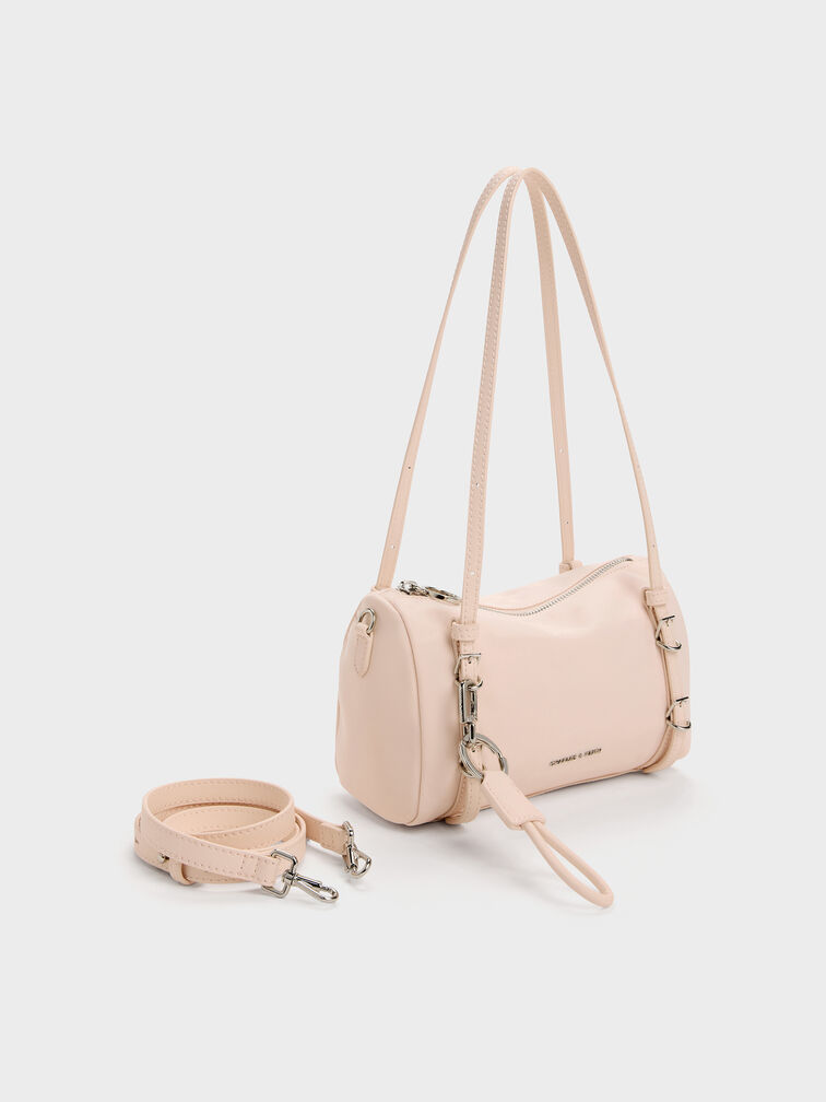 Mini sac port&eacute; &eacute;paule Levy en nylon, Rose doux, hi-res