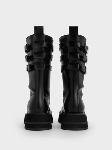 Stivali al polpaccio Nikki con tripla fibbia, Nero, hi-res