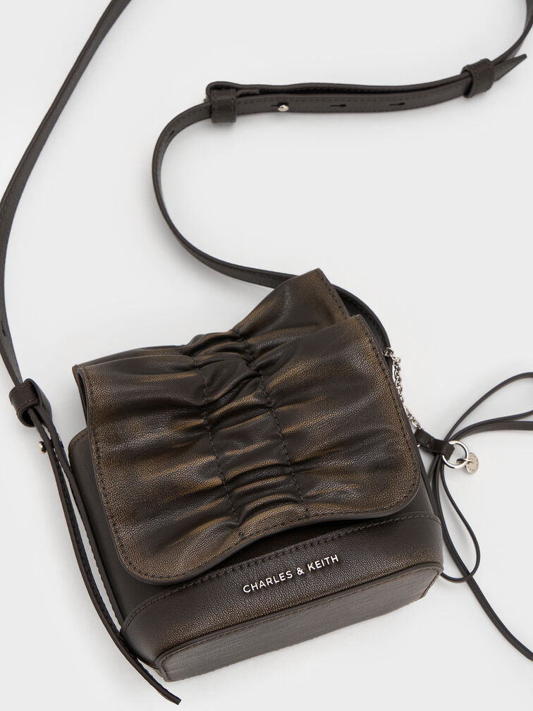 Kadee geraffte Minitasche mit Schleifenanhänger, Burnished Brown, hi-res