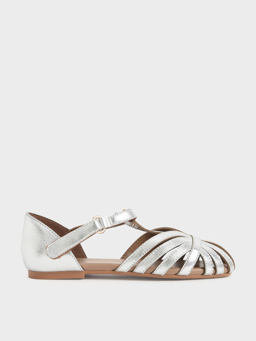 Girls' T-Bar Mary Janes, Silver, hi-res