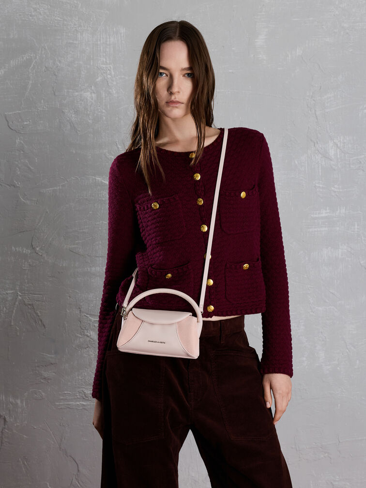 Borsa a mano in pelle scamosciata riciclata Nelly per bambine, Rosa, hi-res