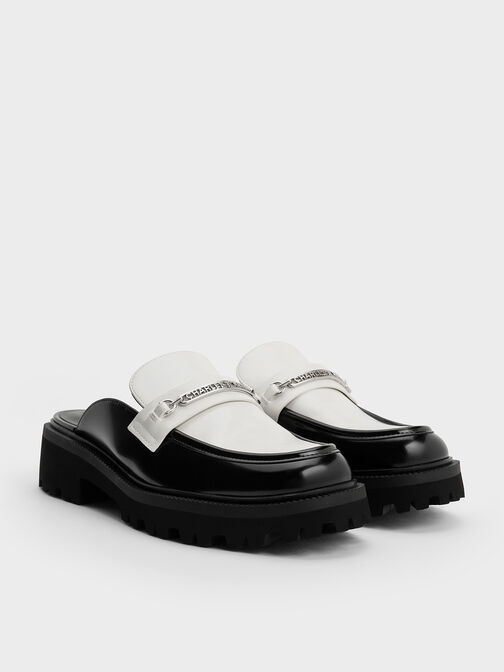 Mules mocassins bicolores Remy avec accents m&eacute;talliques, Multicolore, hi-res