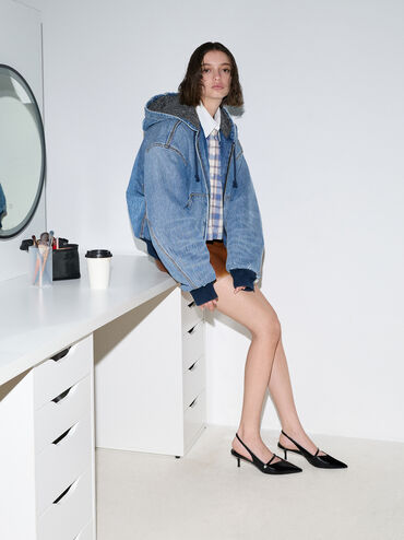 Czółenka Helena z perłową klamrą i niskim obcasem, Black Box, hi-res