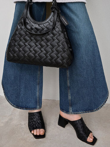 Bombas Slingback de bico fino tecido, Giz, hi-res