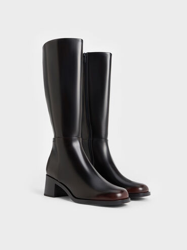 Louise Block-Heel Knee-High Boots, Dunkelbraun, hi-res