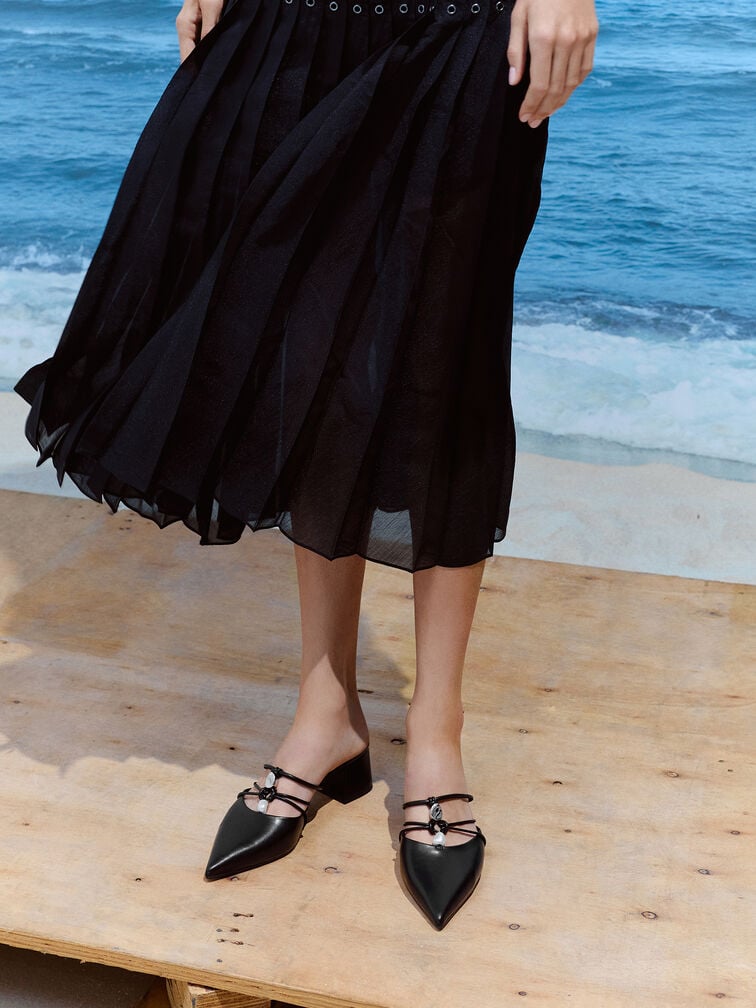 Georgie Mules mit Perlen-Detail, Schwarz, hi-res