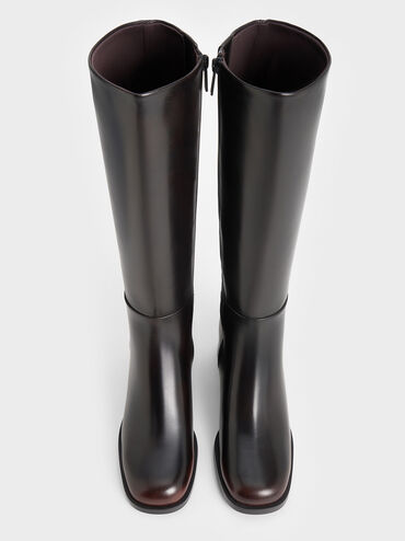 Louise Block-Heel Knee-High Boots, Dunkelbraun, hi-res