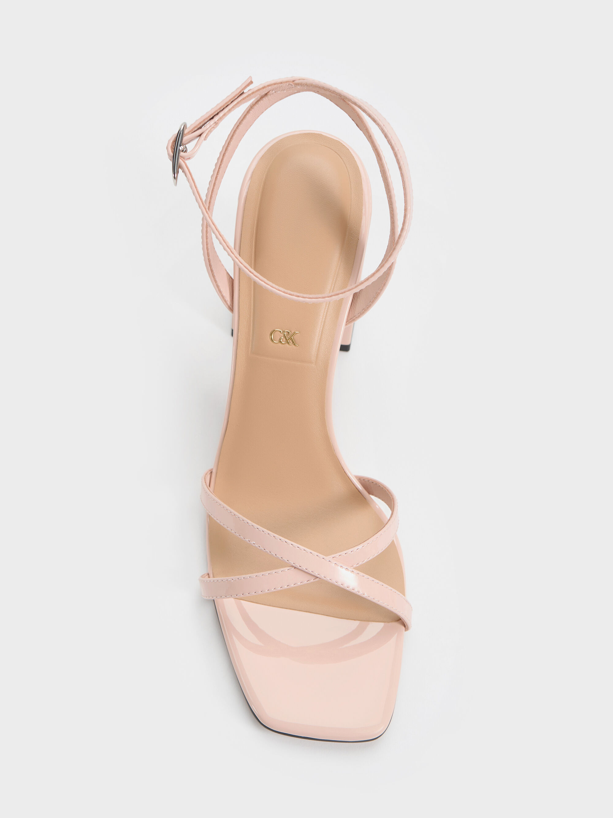Pink Emmaline Patent Leather Crystal Crossover Sandals - Pink