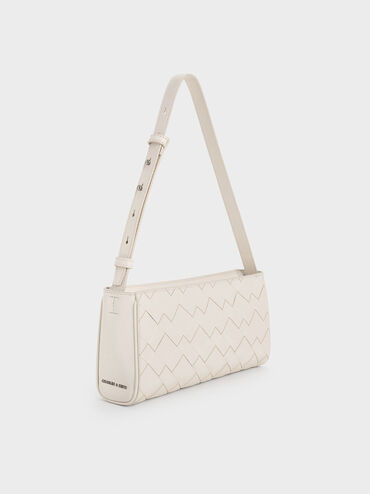 Torba na ramię Ivette Woven Elongated, Kremowy, hi-res