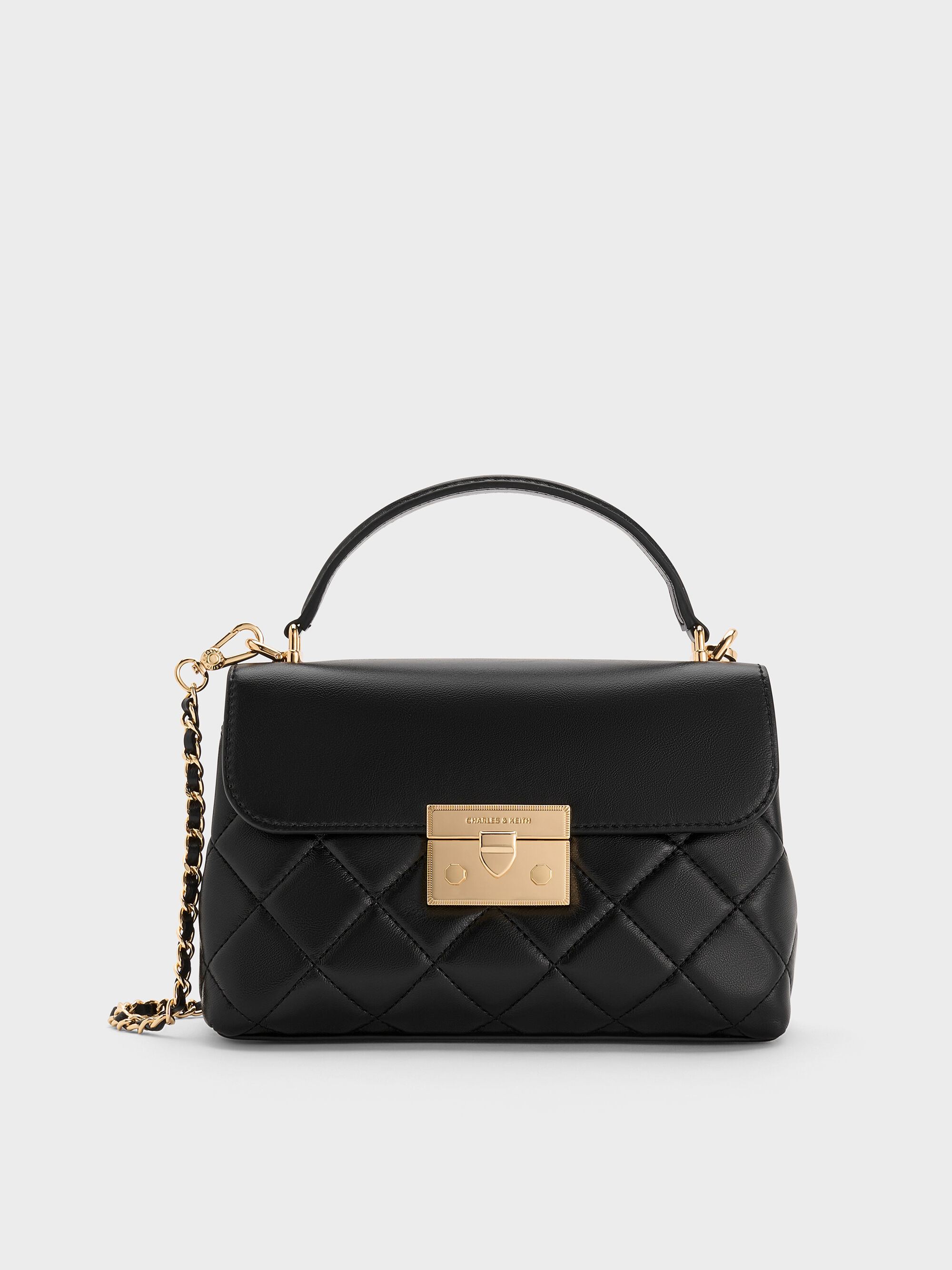 Black Alva Quilted Top Handle Bag - Black - Bags - CHARLES & KEITH PL
