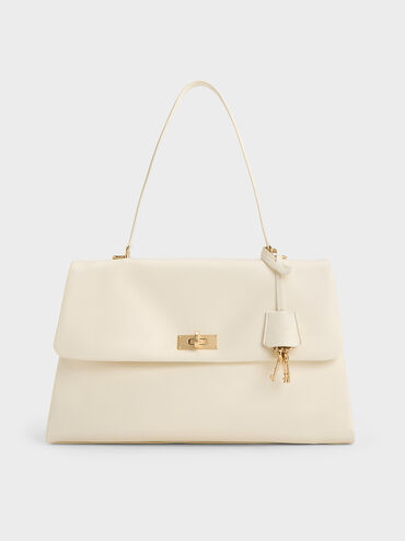 Kerry Top Handle Satchel Bag, Cream, hi-res