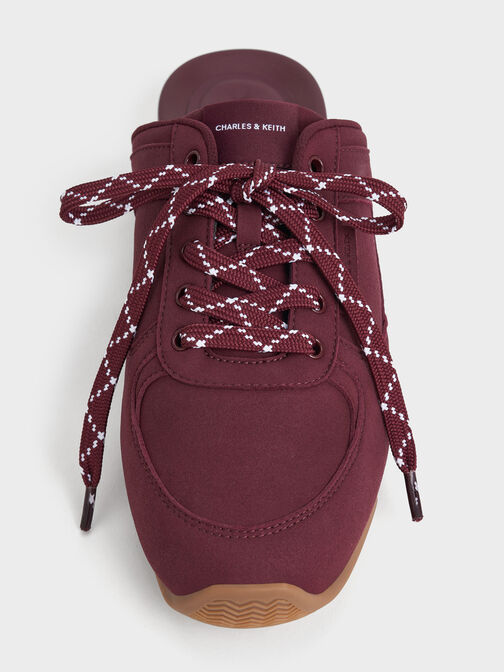Patterned-Lace Slip-On Sneakers, Burgundy, hi-res