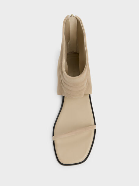 Sandalias tipo bota Joplin fruncidas de ante sint&eacute;tico, Beige, hi-res