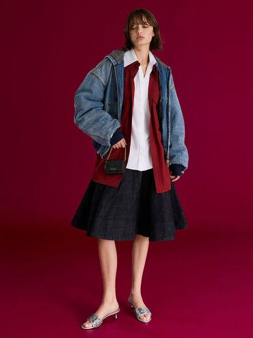 Arrietty Quilted Bow-Heart Charm Small Wallet, Black, hi-res