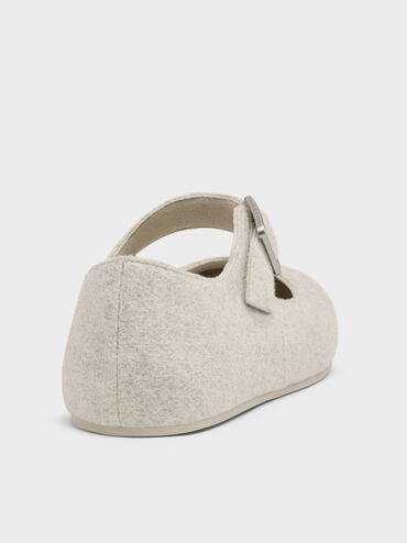 Mary Janes plates en feutre à boucle, Gris Clair, hi-res