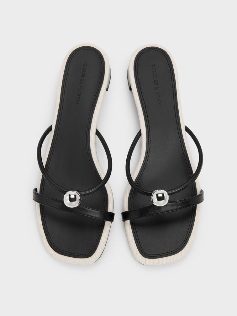 Sabot Georgie con sfere metalliche e tacco, Nero, hi-res