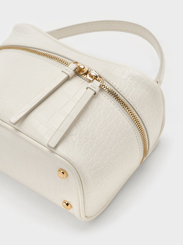 Pansy Croc-Effect Vanity Bag, Cream, hi-res