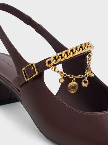 Mary Jane slingback-pumps med dobbeltk&aelig;de, Bourgogne, hi-res