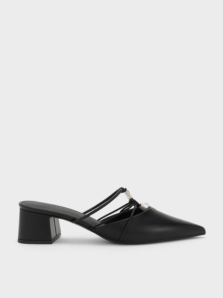 Georgie Mules mit Perlen-Detail, Schwarz, hi-res