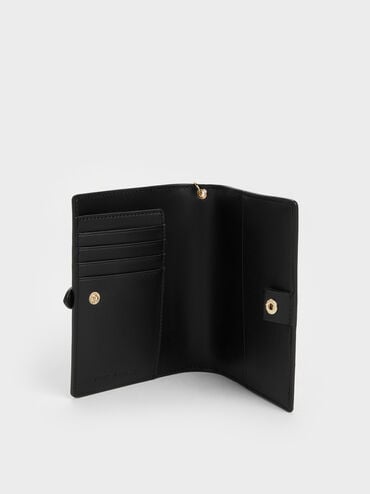 Rey Heart Belted Passport Holder, Black, hi-res