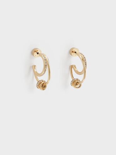 Hermione Crystal Crescent Earrings, Gold, hi-res