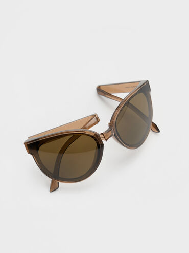 Brea Foldable Aviator Sunglasses, Chestnut Brown, hi-res