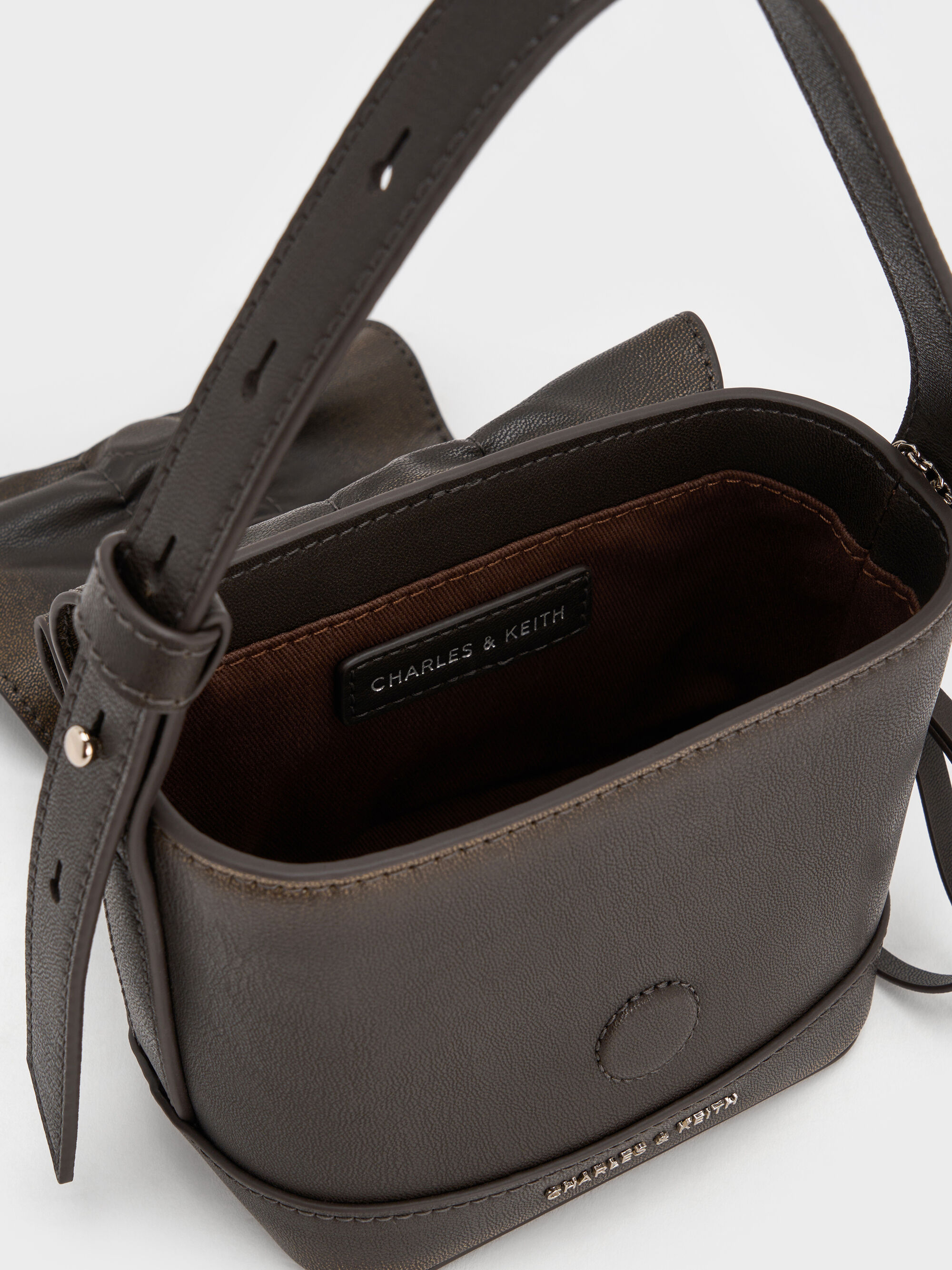 Burnished Brown Kadee Ruched Bow-Charm Mini Bag - Burnished Brown