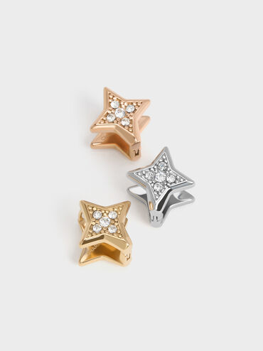 Everest Crystal Star Earrings, Silver, hi-res