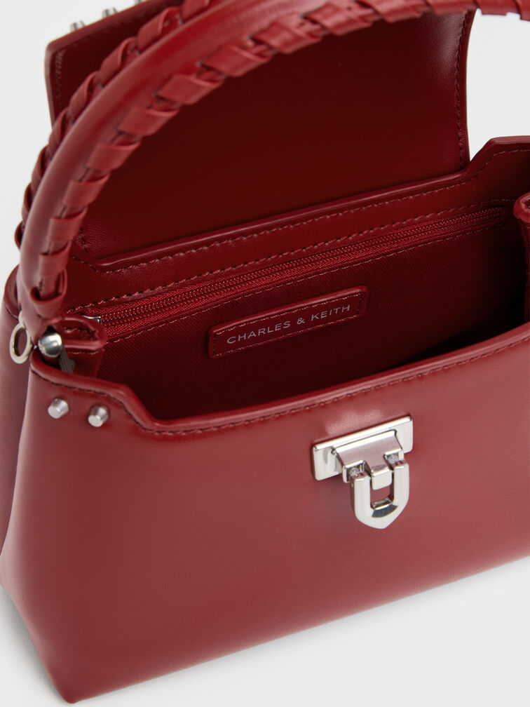 Arwen Studded Top Handle Bag, Red, hi-res