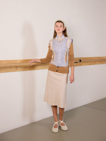 Margot Furry Crossover-Strap Ballet Flats, Chalk, hi-res