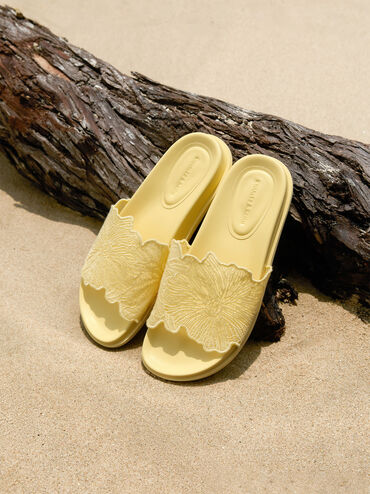 Sandali con zeppa Meja Floral, Giallo, hi-res