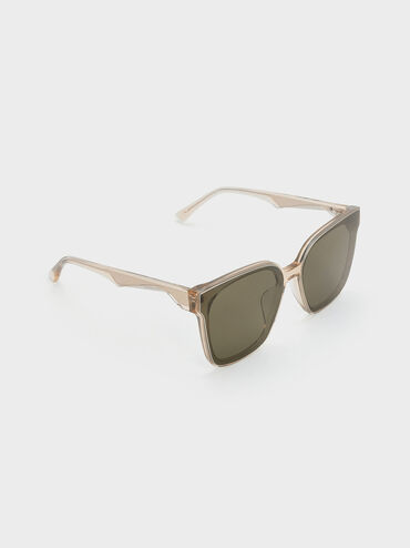 Freya Recycled Acetate Square Sunglasses, Beige, hi-res