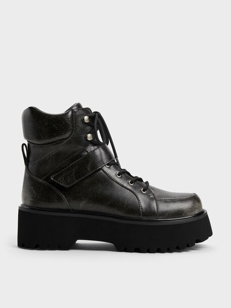 Botas militares de plataforma Eliot, Gris, hi-res