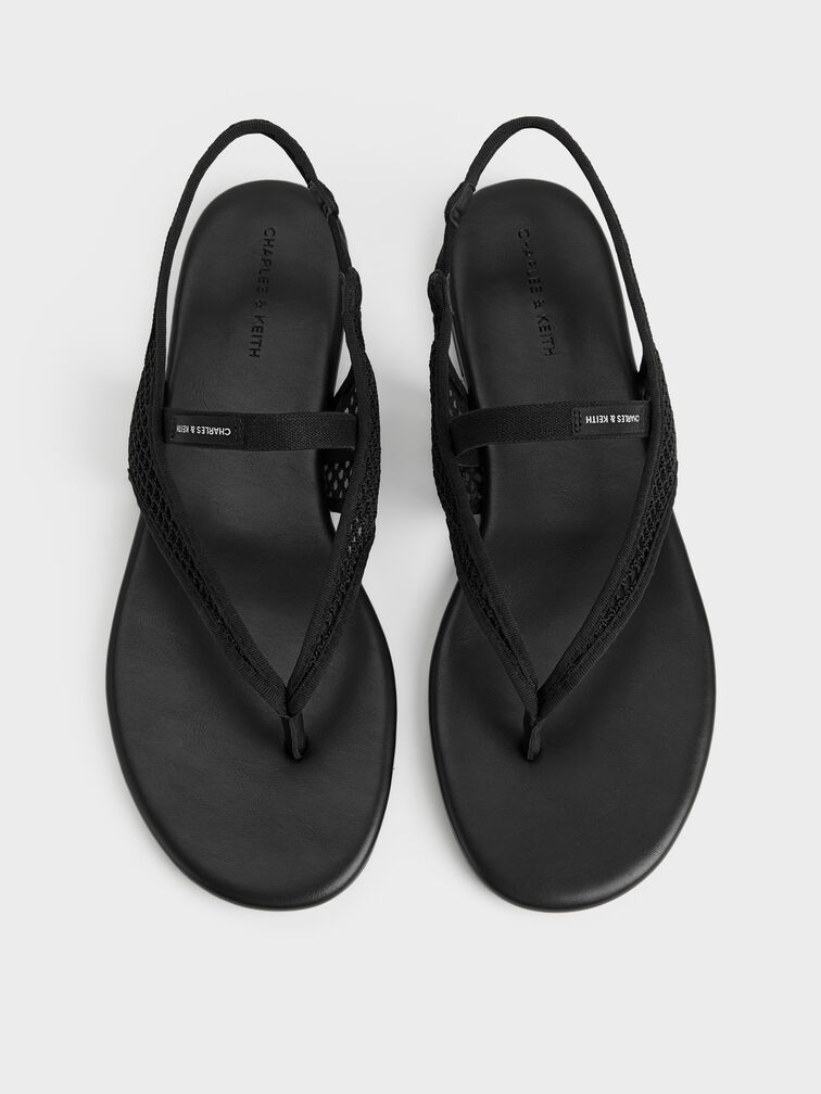 Ellory Slingback-Zehentrenner aus Mesh, Schwarz mit Textur, hi-res